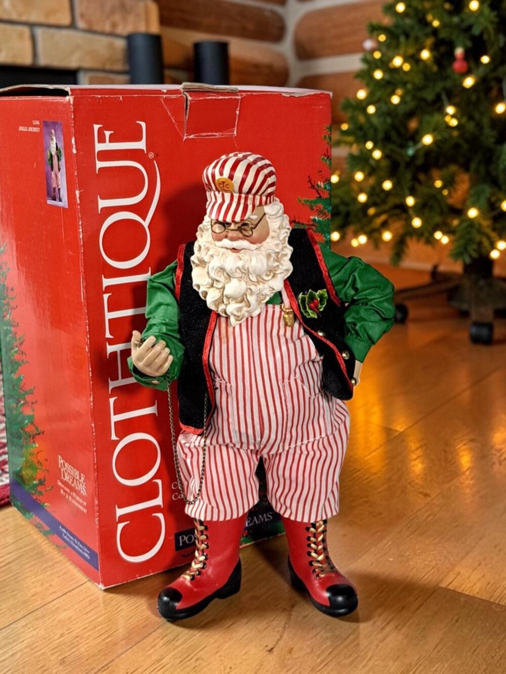 Vintage Possible Dreams Clothtique "JINGLE JOURNEY" Santa W/BOX #3329 FAST SHIP